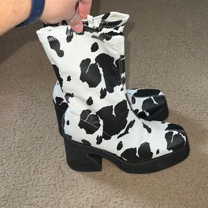 Nasty gal cow print platform boots